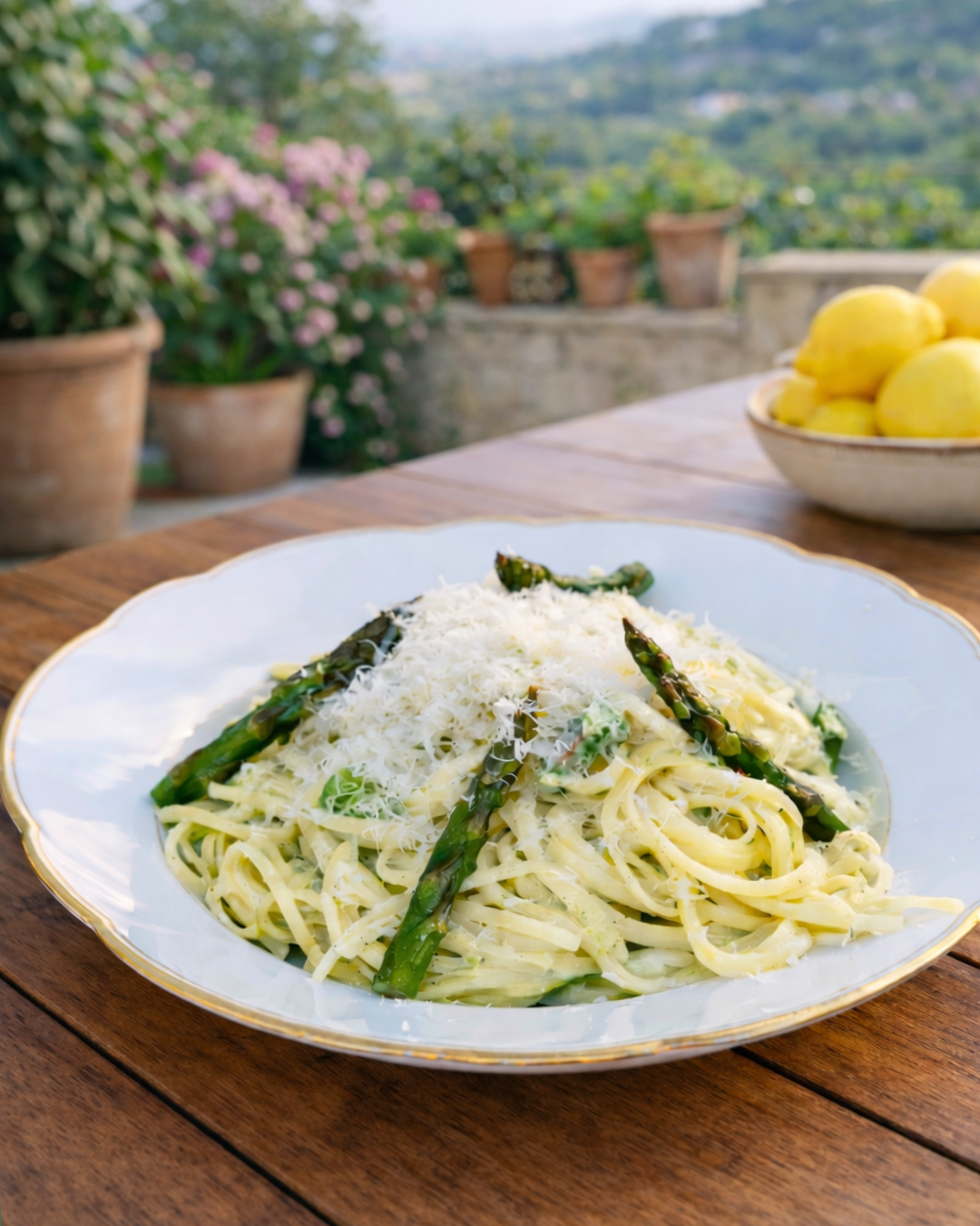 Cremige Spargelpasta mit Ricotta & Zitrone